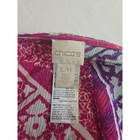 Chico’s Poncho Top Lace Detail Women’s S/M Boho Resort Beach Colorful V Neckline - Picture 3 of 6